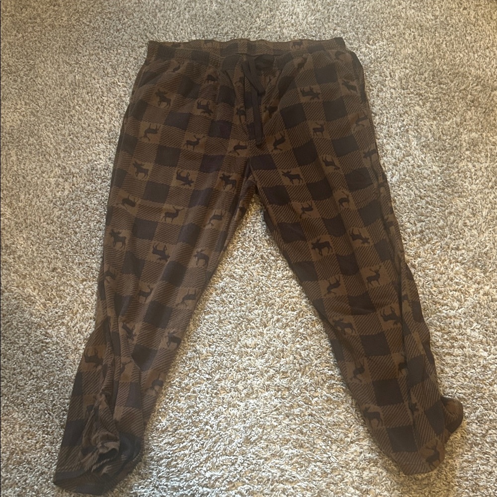 Sonoma Brown Checkered Lounge Pants with Deer Design